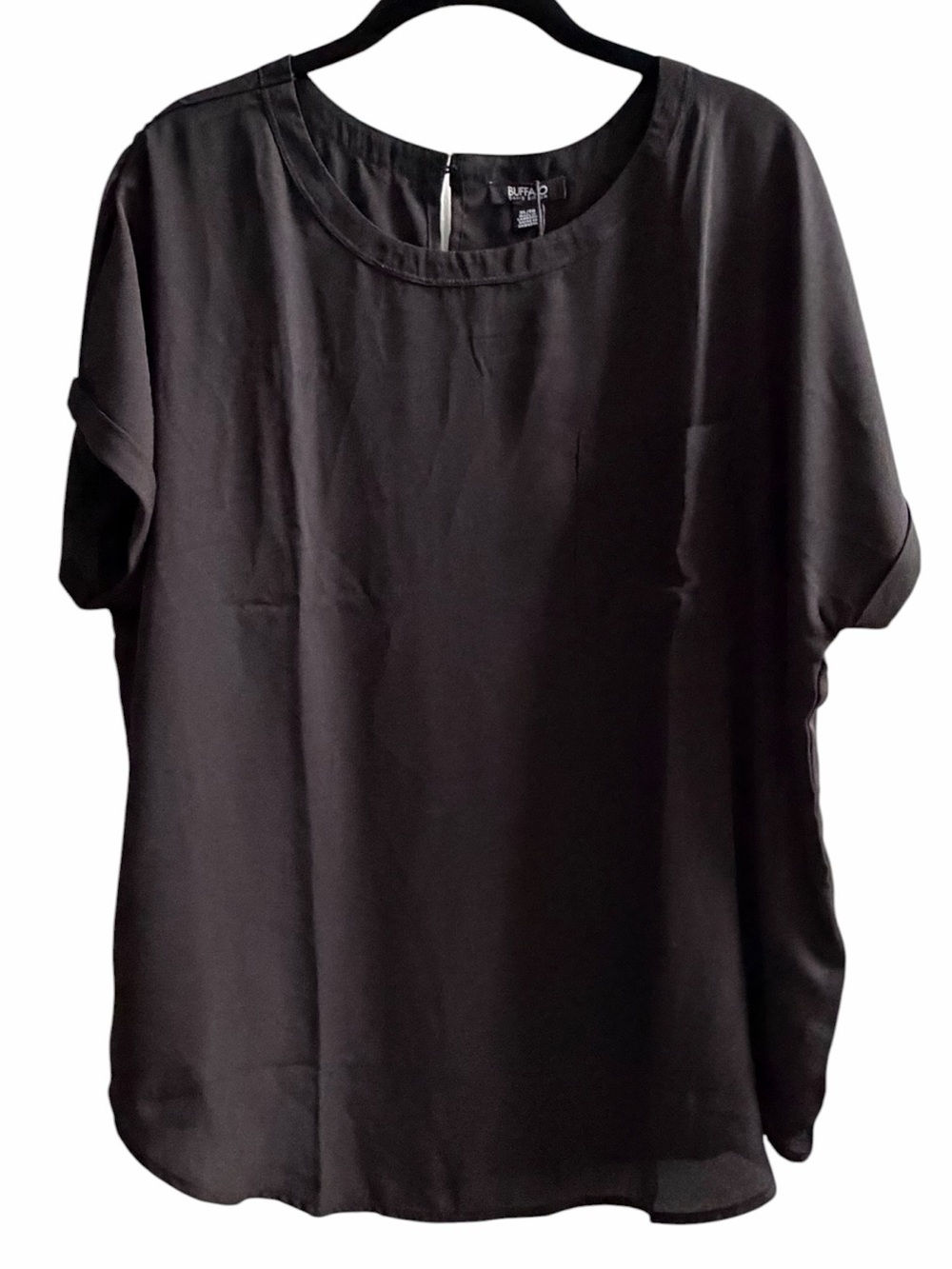 Buffalo David Bitton Black Short Sleeve Blouse Size XL